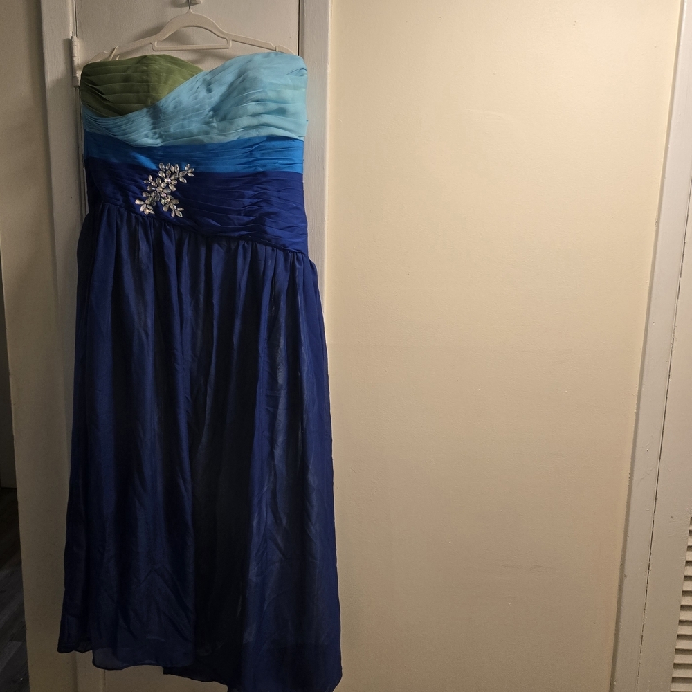 Grace Karin Floor Length Fairy   Evening /Fomal Sheer Gown Prom  Size 20 Blue - Picture 3 of 15